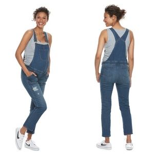 [a:glow] Maternity Distressed Overall Jeans